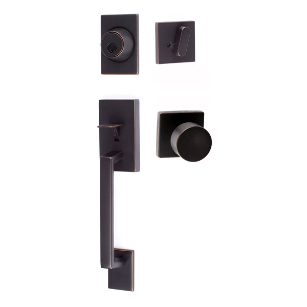Sure-Loc Hardware Sure-Loc Hardware Koln Handleset with Square Thumb Turn, Bergen Square Handleset Trim, Vintage Bronze KN507-S-BG-SQ 11P - main